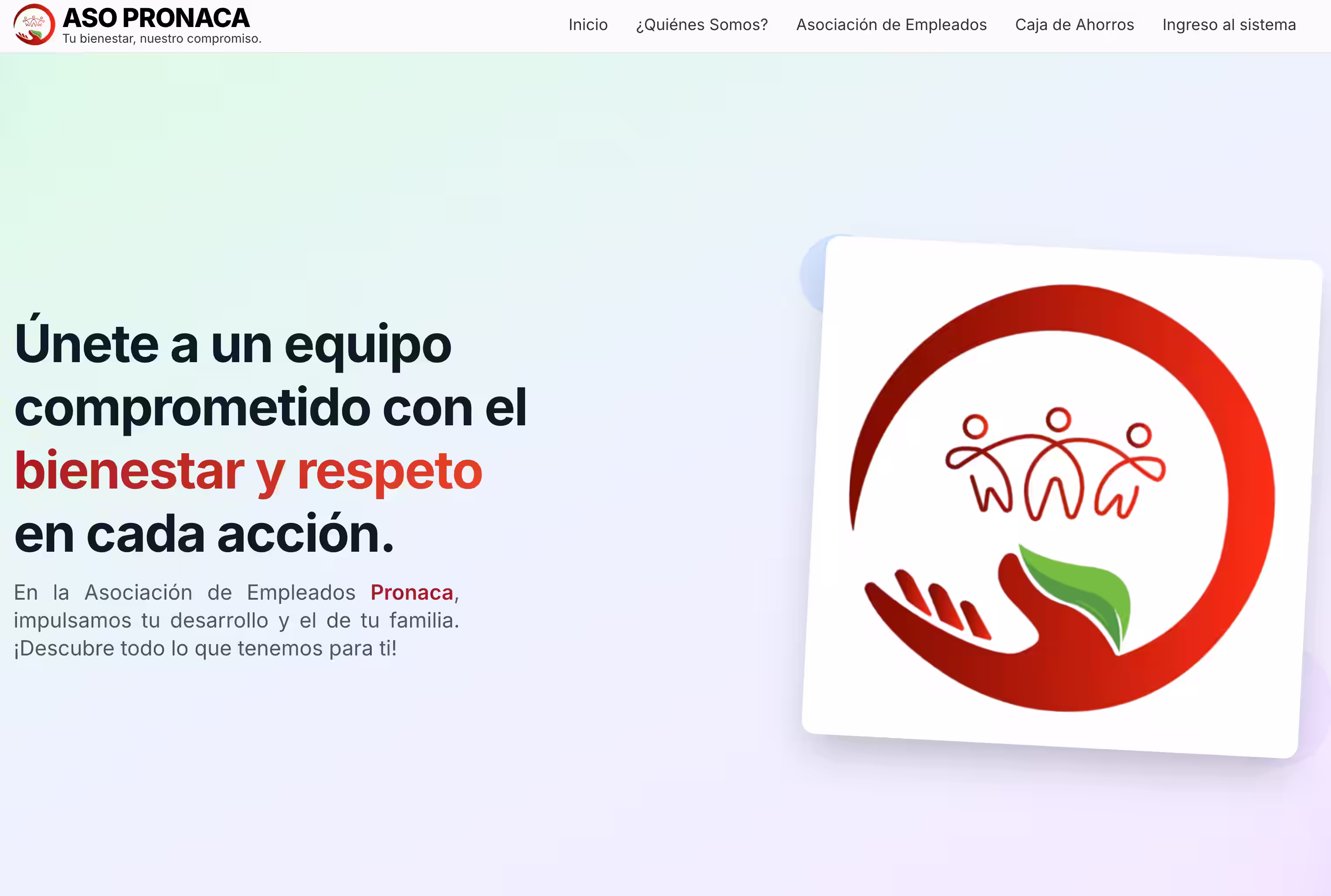 Proyecto de desarrollo web Aso Pronaca - Asociación de empleados pronaca realizado por zoftwaretech