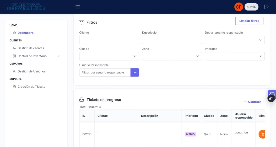 Proyecto de desarrollo web Fuerza Invisible - Fuerza Invisible realizado por zoftwaretech