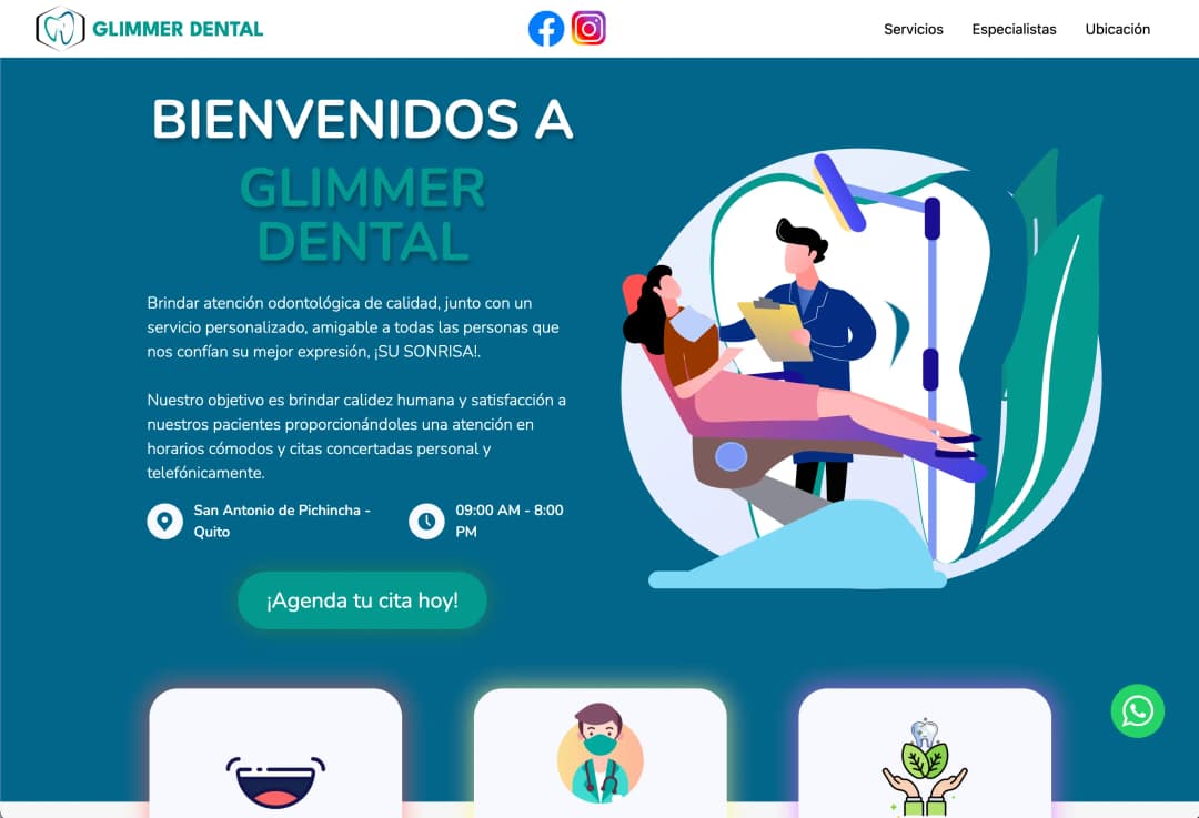 Proyecto de desarrollo web Glimmer Dental - Glimmer Dental realizado por zoftwaretech